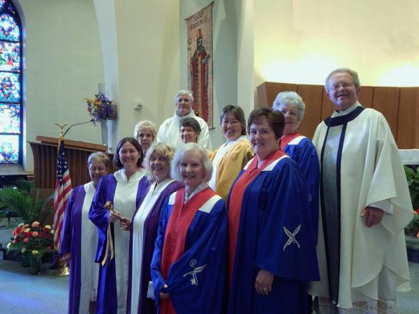 Congratulations to Court St.Augustine New CDA officers. On June 21, Fr. Mike with DD Peg Mollitor installed: Kelly Th�roux and Sharon Bjornberg as Co-Regents, Sharon Vivian as Vice Regent, Rose Pelchuck as Recording Secretary, Dorothy Canas as Financial Secretary and Carla Pembroke as Treasurer. We are bubling with enthusiasm and can't wait for this next two years to blossom.